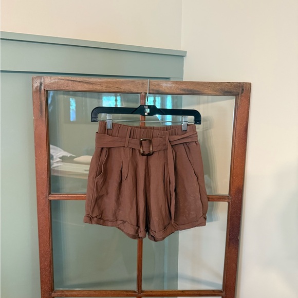 Altar'd State Pants - Altar’d State Women’s Boho Belted Paper-bag Waist Brown Flowy Shorts Size Small